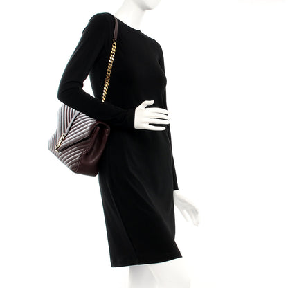 Saint Laurent Sheepskin Matelasse Chevron Monogram Large College Satchel Amaranto 2 of 10