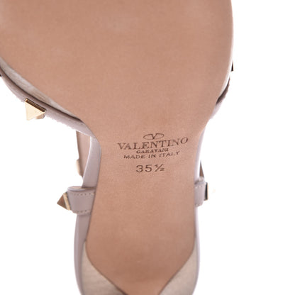 Valentino Garavani Metallic Pebbled Calfskin Rockstud Ankle Strap 65mm Pumps 35.5 Skin Poudre 6 of 7