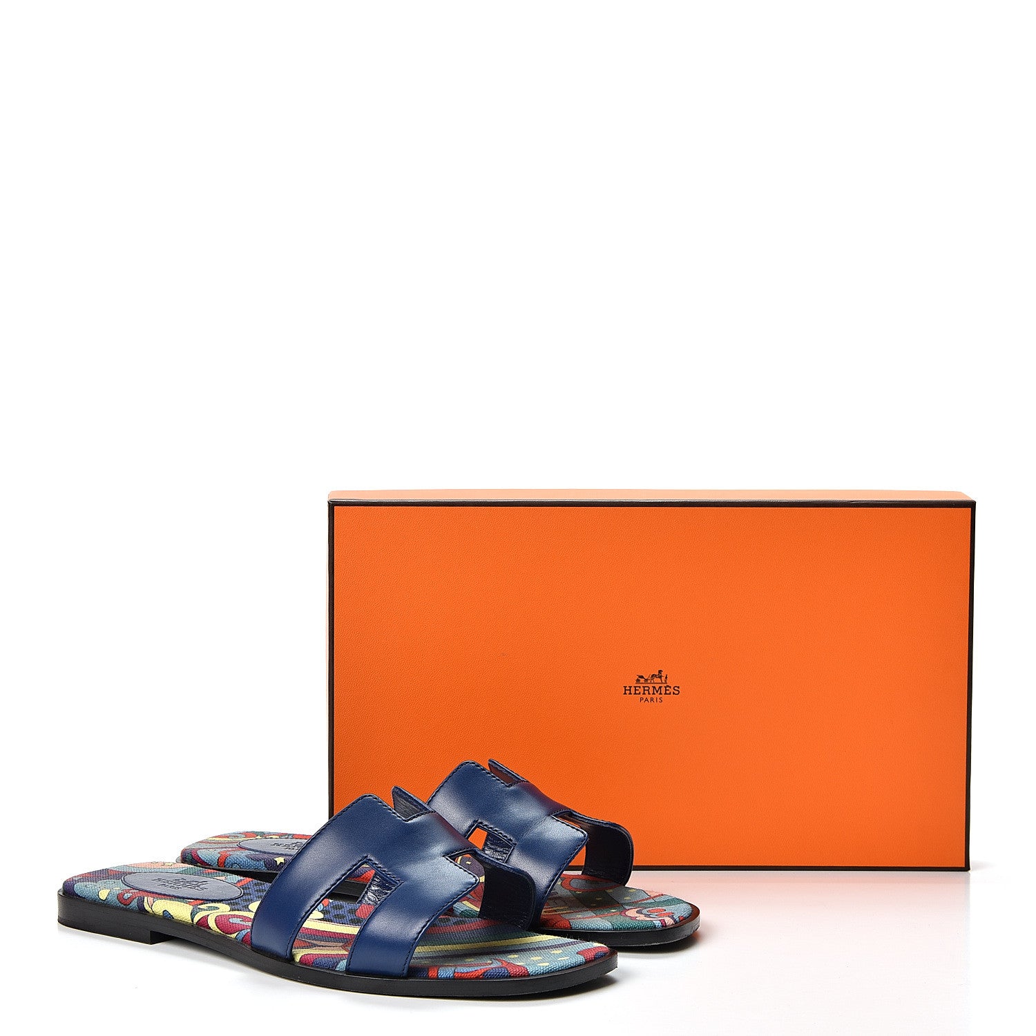 Hermes Calfskin Oran Sandals 37.5 Bleu 10 of 10