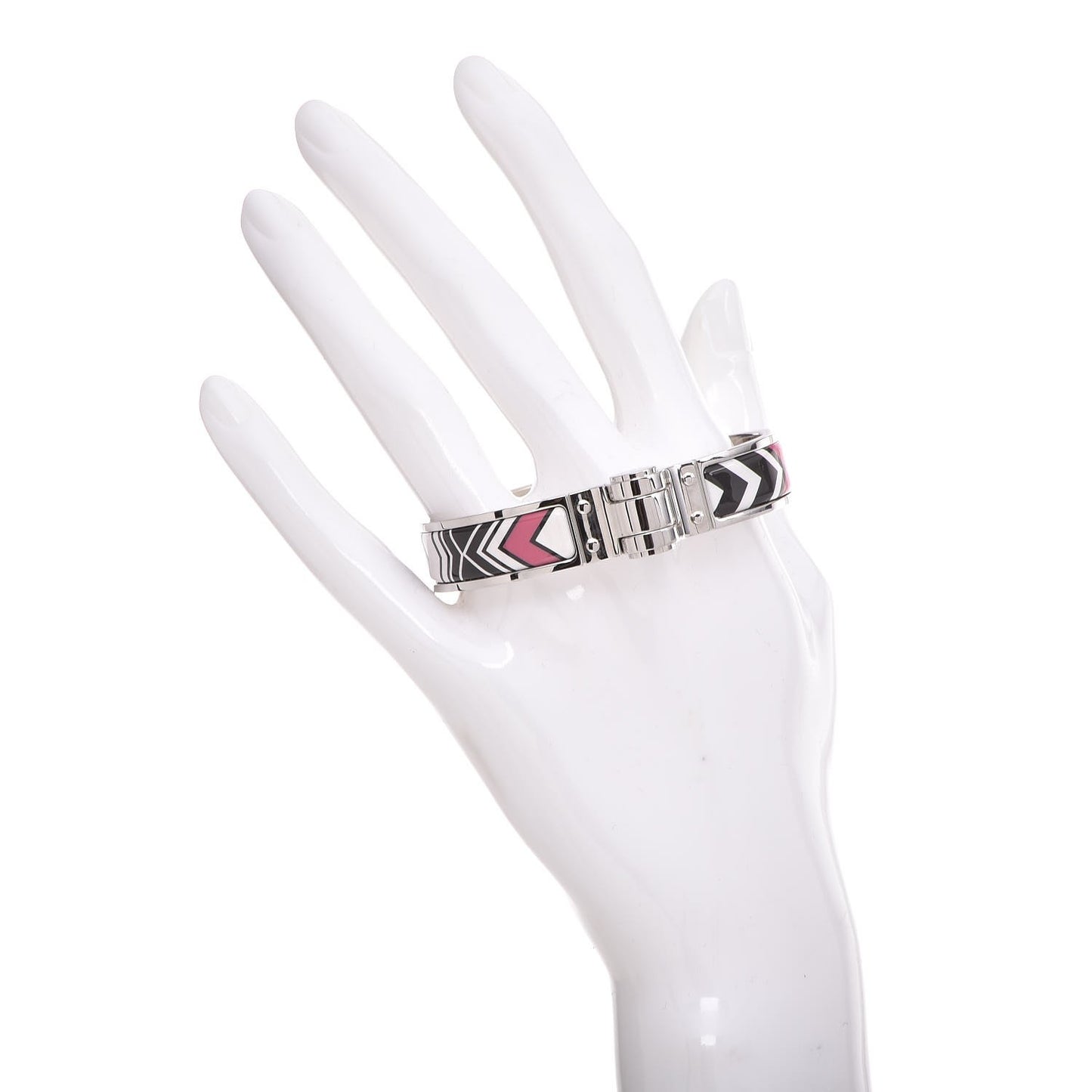 Enamel Printed Narrow Washington's Carriage Tattoo Hinged Bracelet S Faux Gris