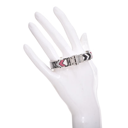 Hermes Enamel Printed Narrow Washington's Carriage Tattoo Hinged Bracelet S Faux Gris 2 of 5