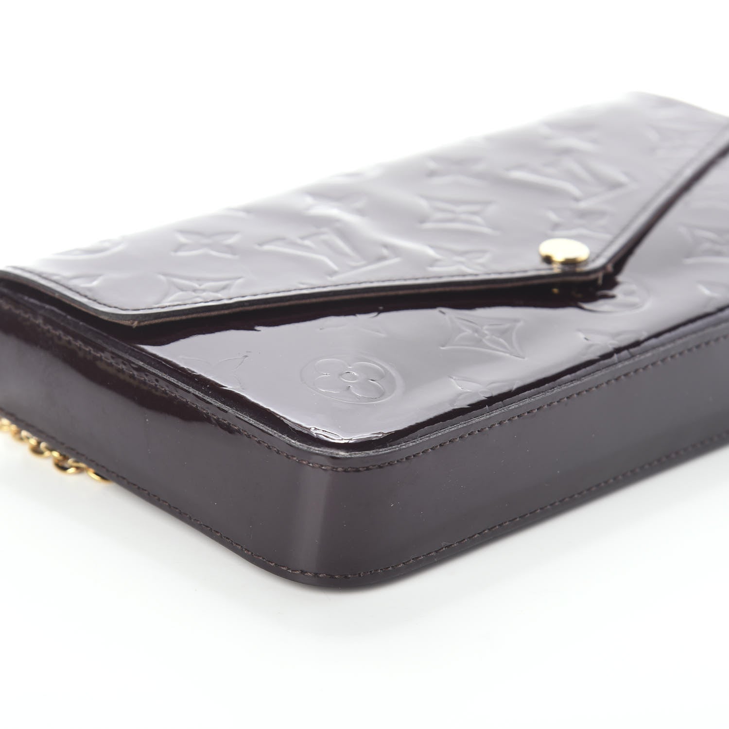 Louis Vuitton Vernis Pochette Felicie Chain Wallet Amarante 8 of 9