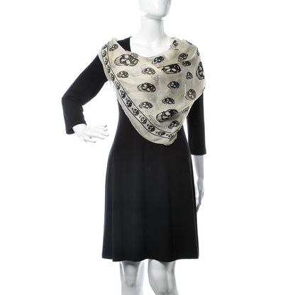 Alexander McQueen Silk Chiffon Skull Scarf Ivory Black 2 of 5