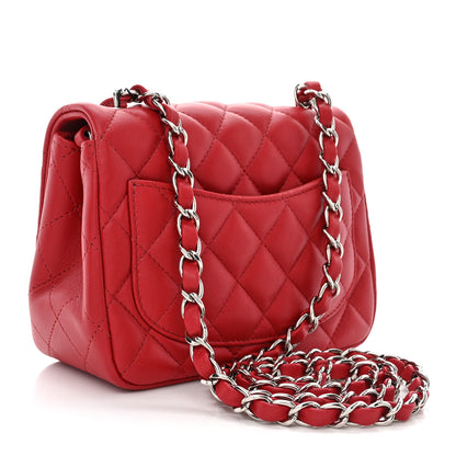 Chanel Lambskin Quilted Mini Square Flap Dark Red 3 of 10