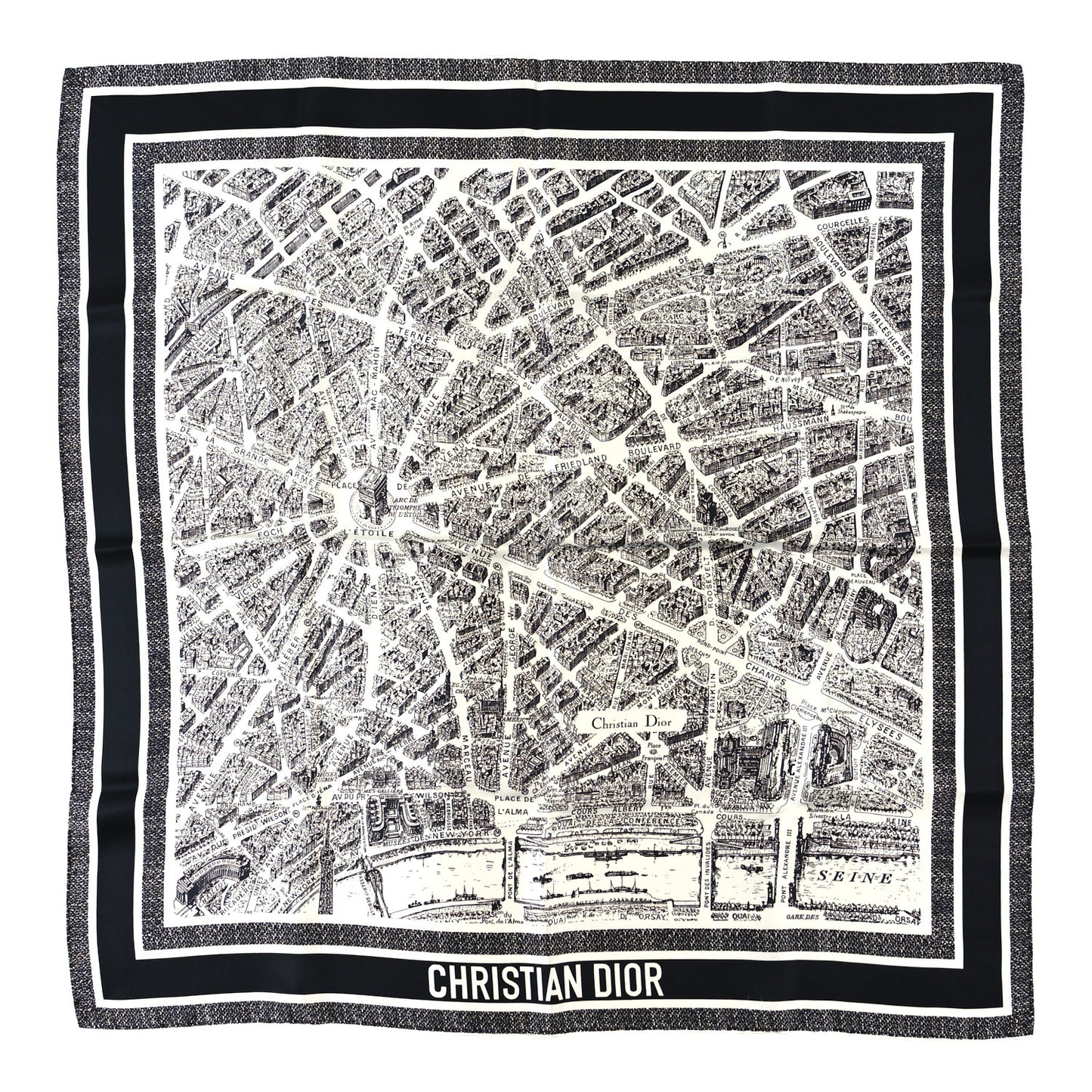 Silk Toile De Jouy Scarf Blue Marine