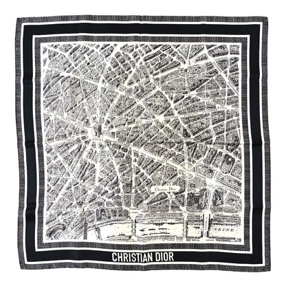 Christian Dior Silk Toile De Jouy Scarf Blue Marine 1 of 3