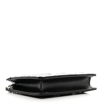 Christian Dior Calfskin Macrocannage Diamond Caro Zipped Pouch With Chain Black 4 of 9