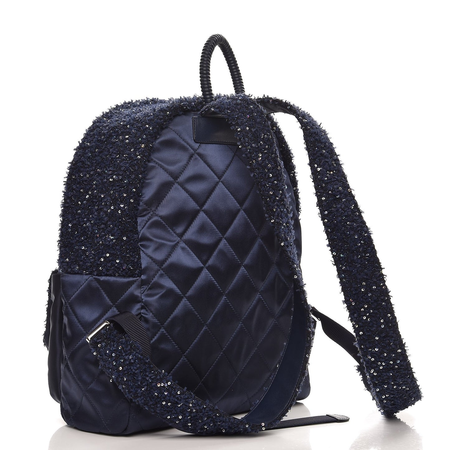 Tweed Nylon Quilted Astronaut Essentials Backpack Navy