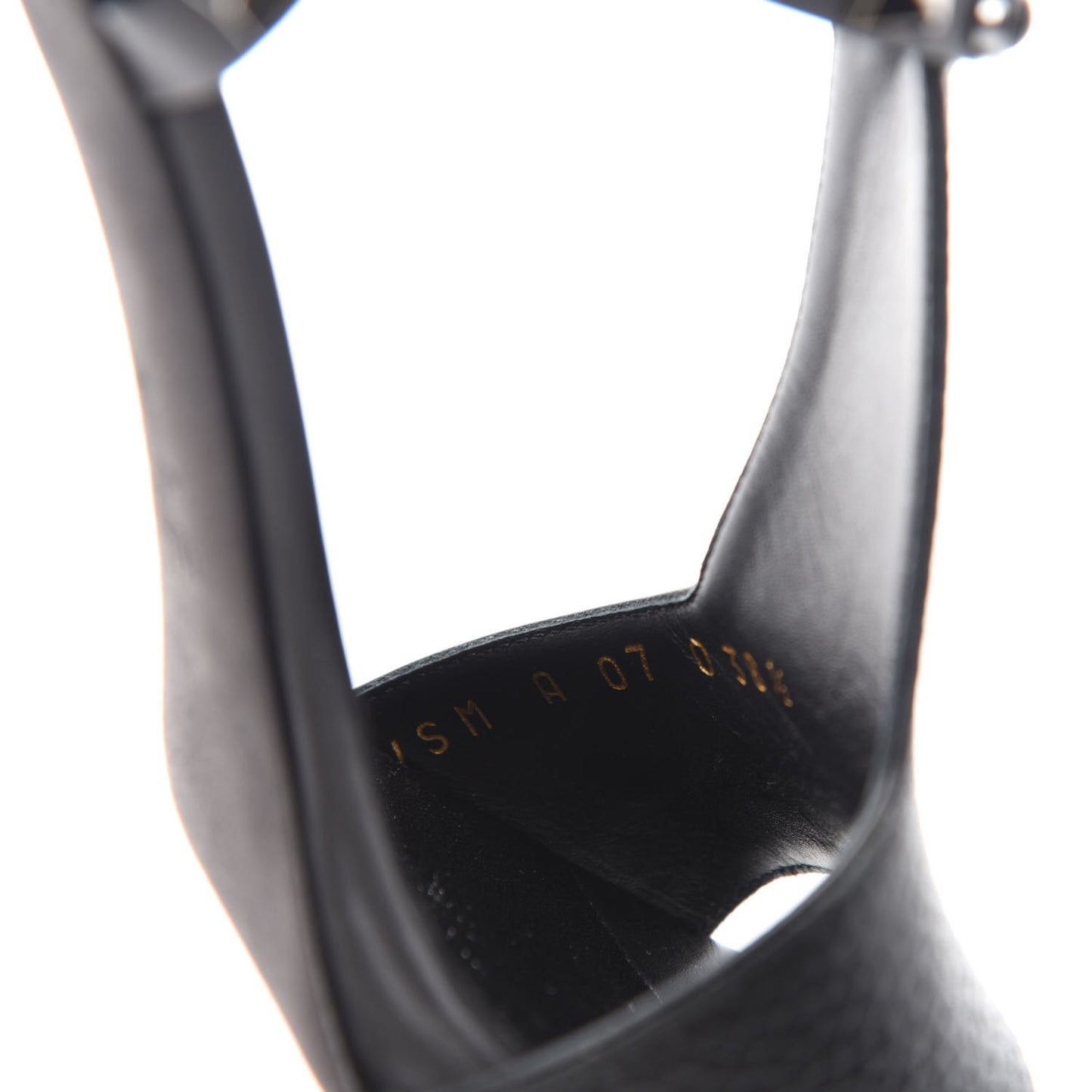 Pebbled Calfskin Onyx Rockstud Rolling Ankle Strap 5/105mm Sandals 38.5 Black