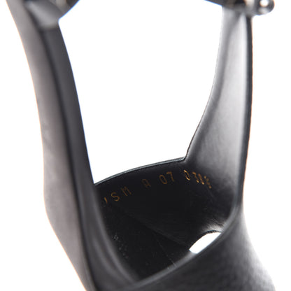 Valentino Garavani Pebbled Calfskin Onyx Rockstud Rolling Ankle Strap 5/105mm Sandals 38.5 Black 8 of 9