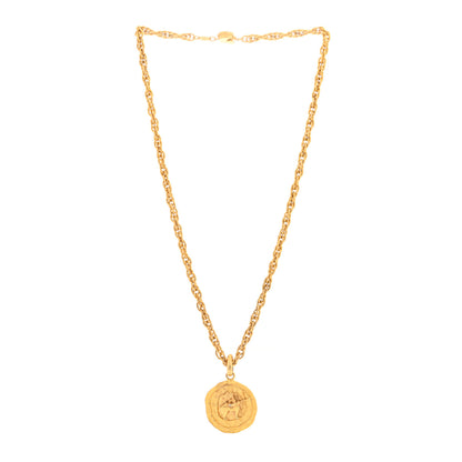 Chanel Metal Zodiac Sagittarius Medallion Chain Necklace Gold 3 of 4