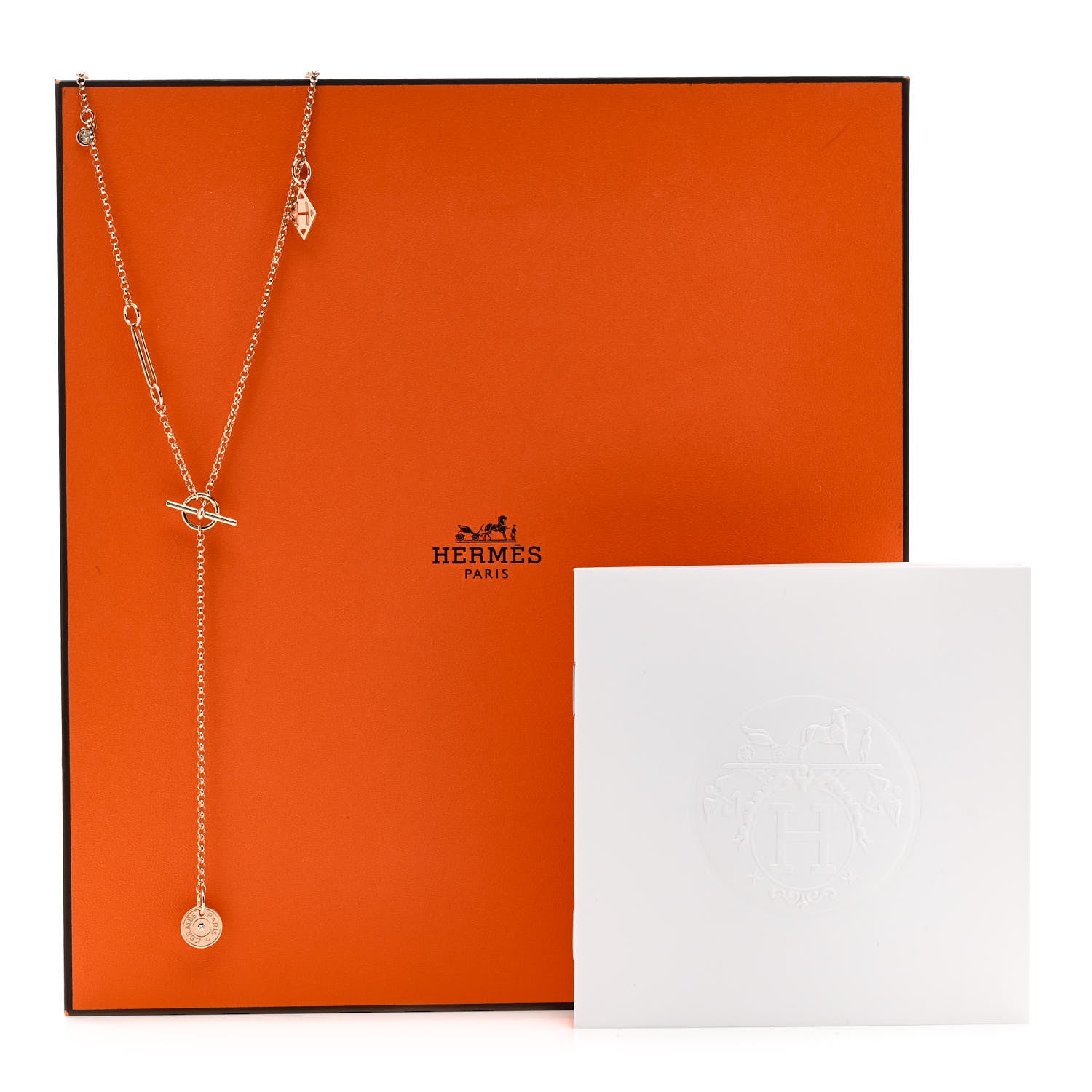 Hermes 18K Rose Gold Diamond Gambade Necklace 5 of 5