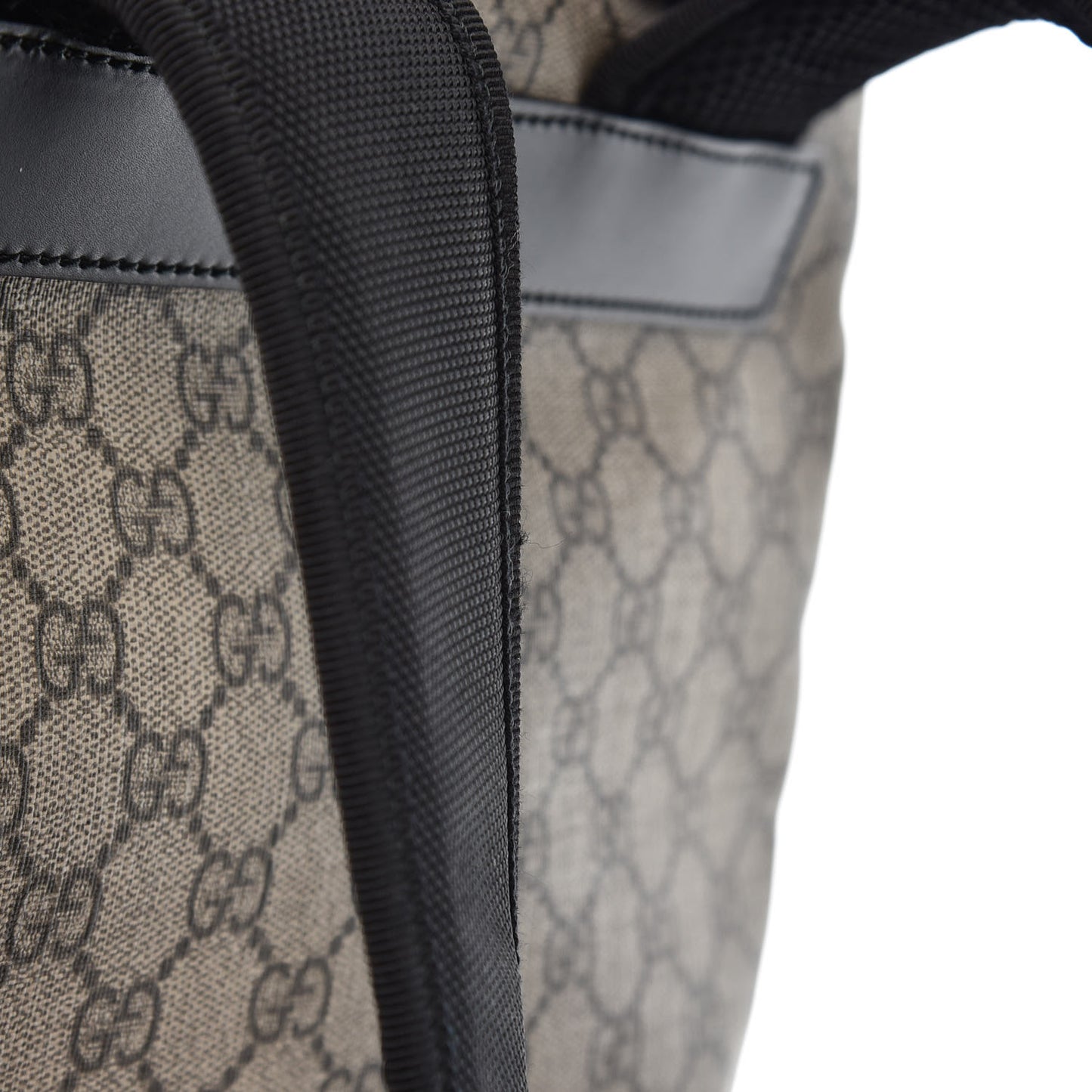 Soft GG Supreme Monogram Appia Calfskin Web Tote Backpack Beige Ebony Black