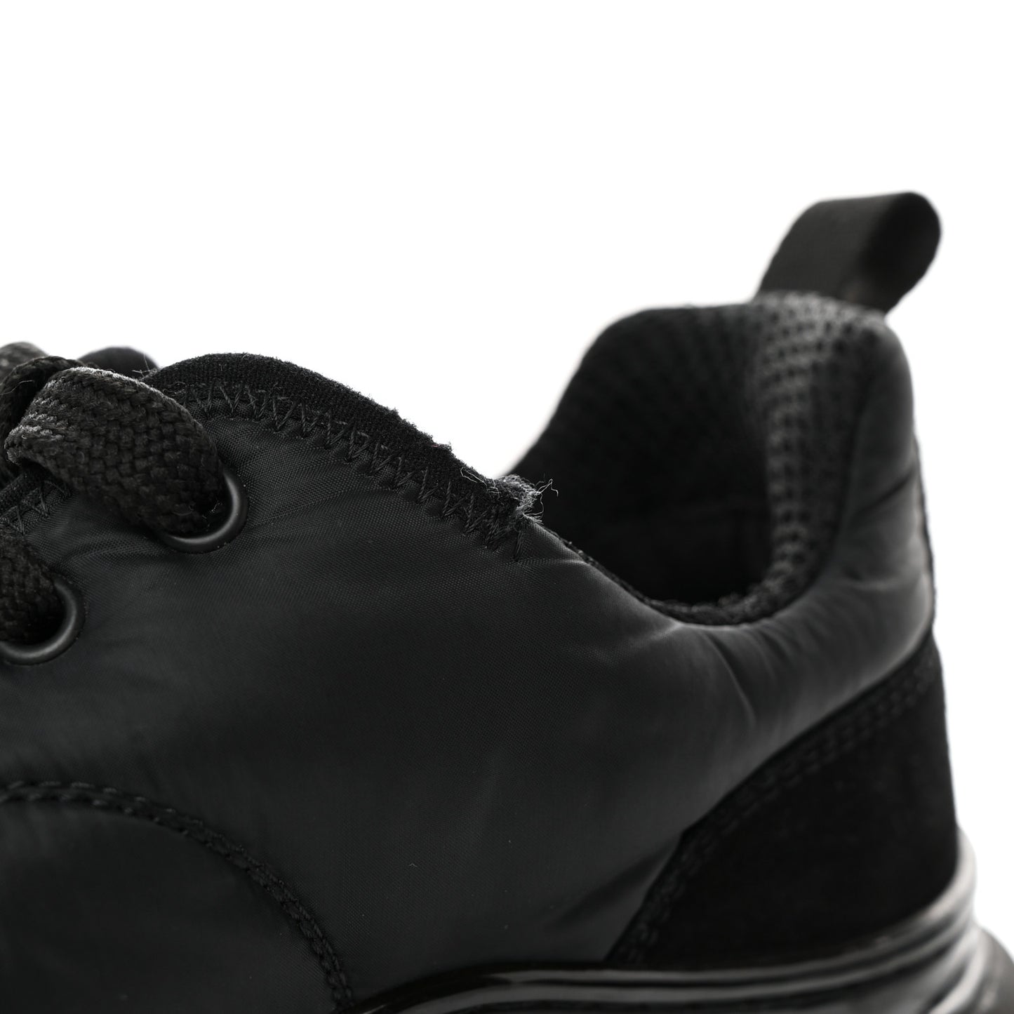 Nylon Suede Calfskin CC Sneakers 38 Black