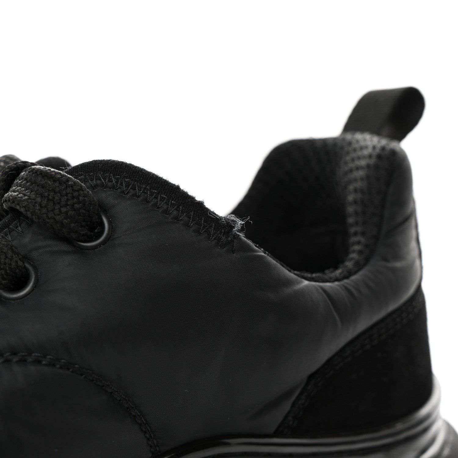 Chanel Nylon Suede Calfskin CC Sneakers 38 Black 9 of 12