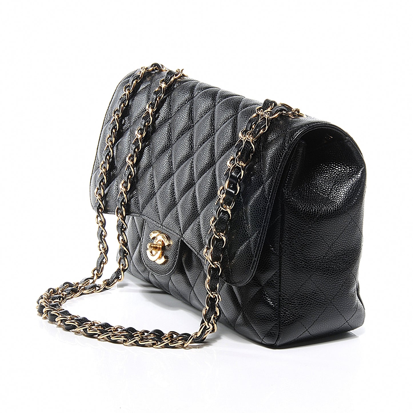 Caviar Jumbo Single Flap Black
