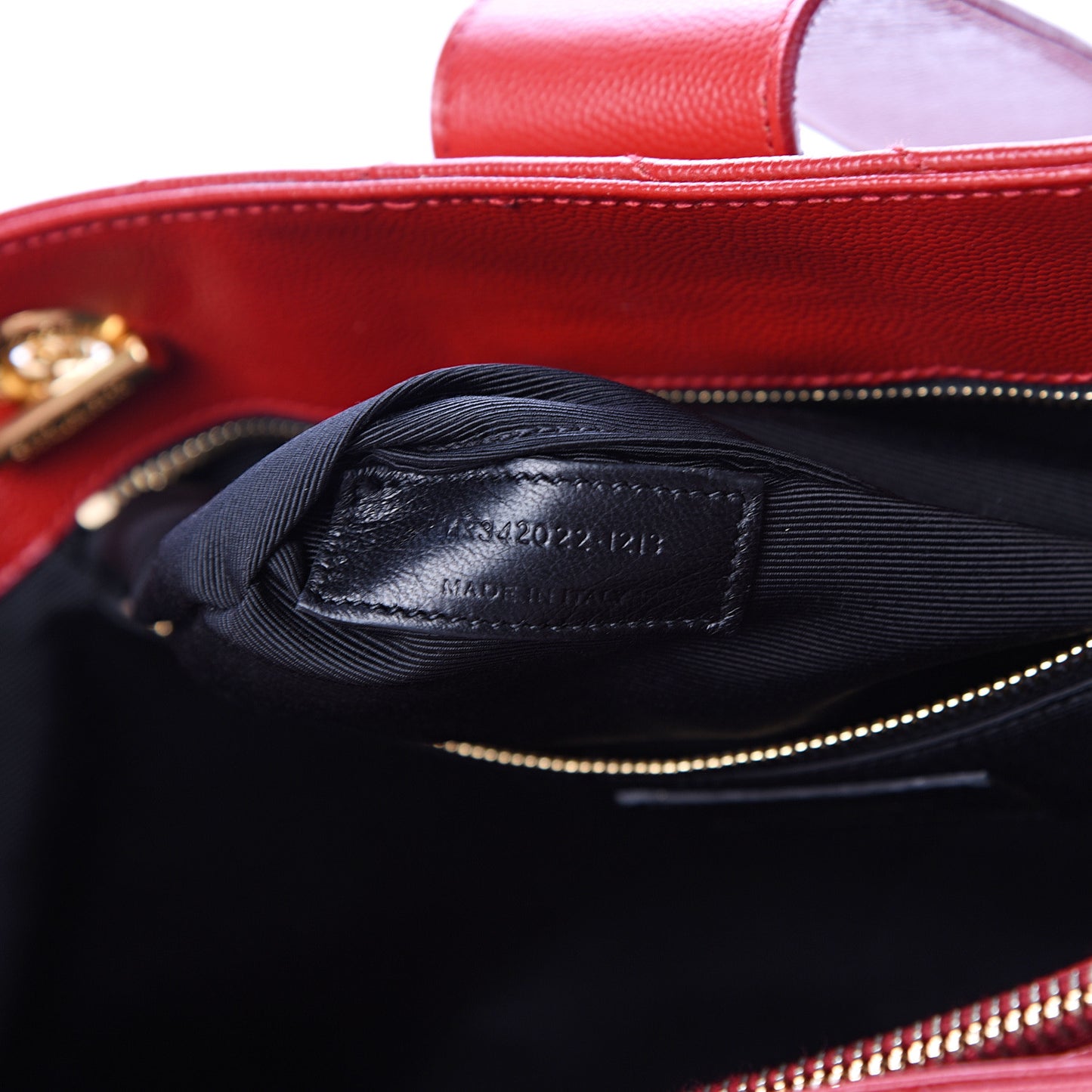 Grain De Poudre Matelasse Chevron Large Monogram Shopping Bag Red