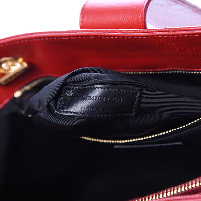 Saint Laurent Grain De Poudre Matelasse Chevron Large Monogram Shopping Bag Red 6 of 13