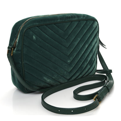 Saint Laurent Velvet Matelasse Monogram Lou Camera Bag Deep Malachite 3 of 13