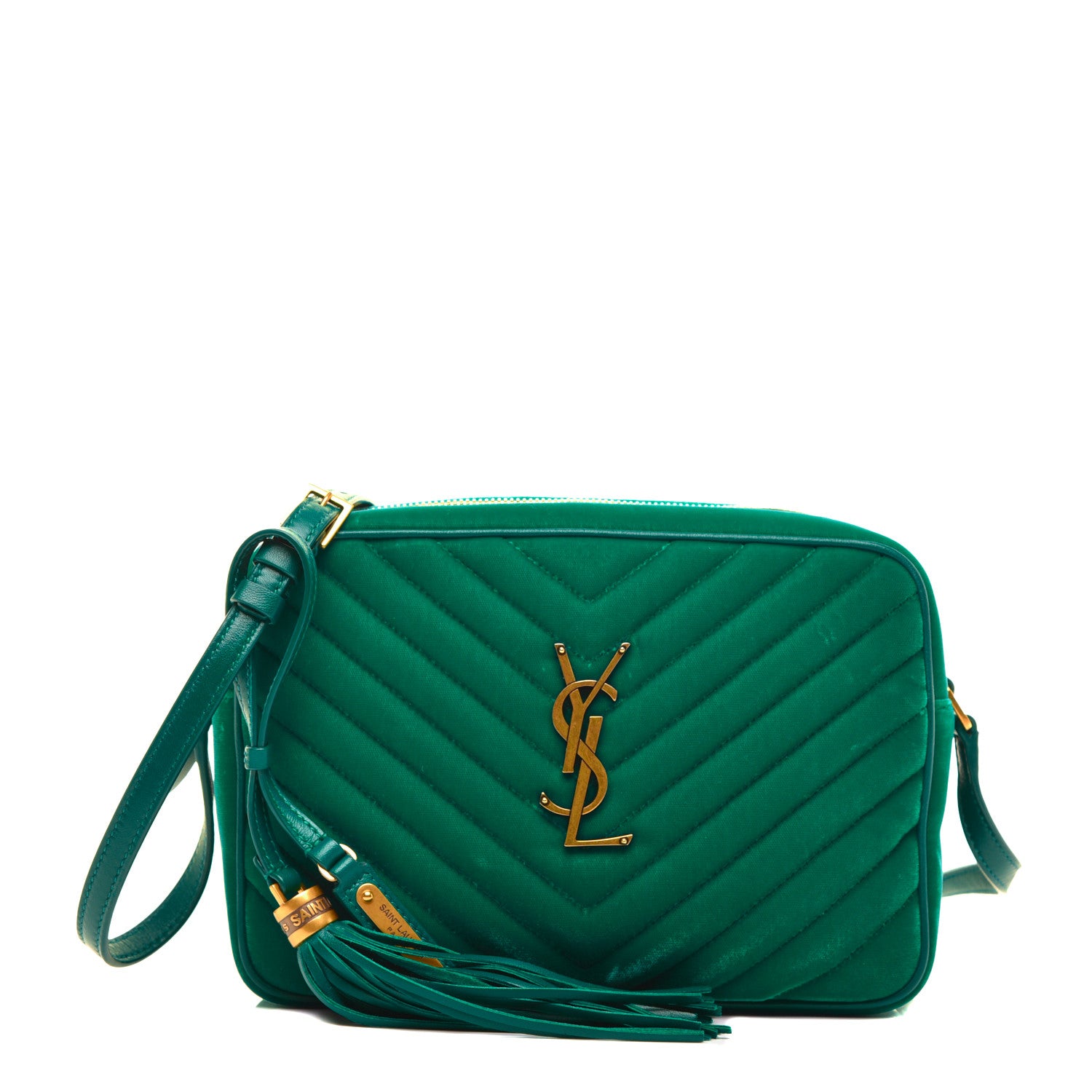 Saint Laurent Velvet Matelasse Monogram Lou Camera Bag Deep Malachite 1 of 8