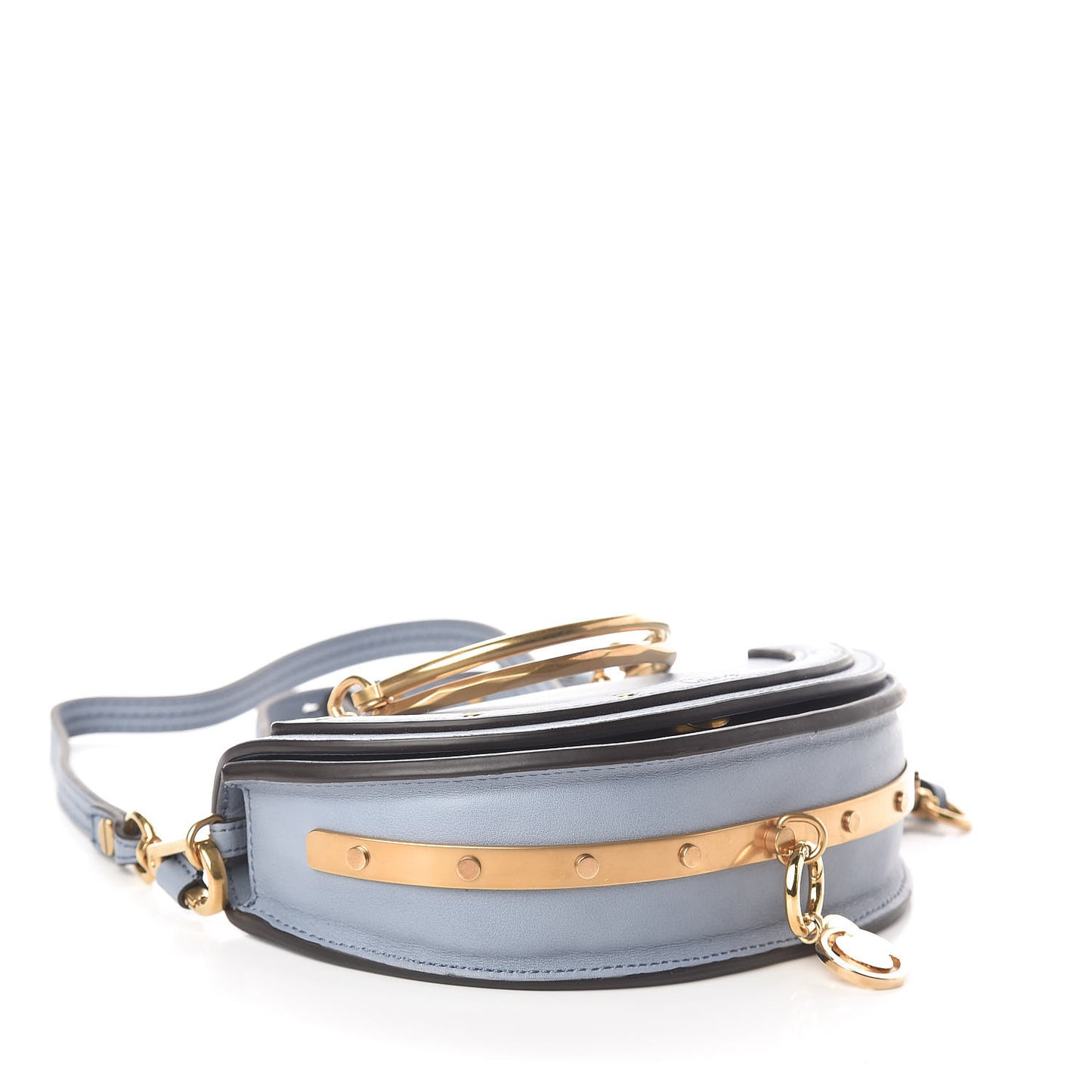 Calfskin Small Nile Bracelet Minaudiere Bag Washed Blue