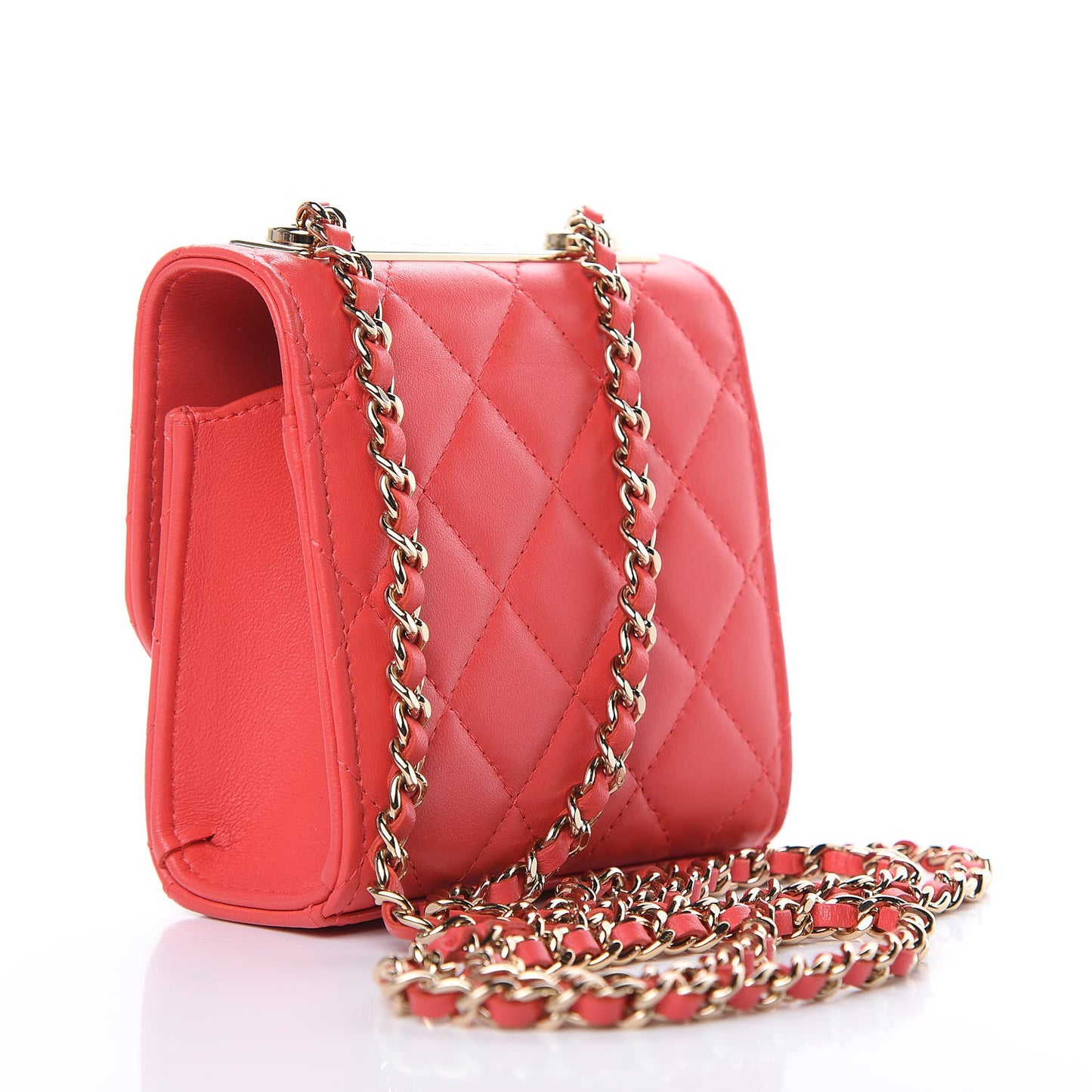 Lambskin Quilted Mini Trendy CC Chain Wallet Red