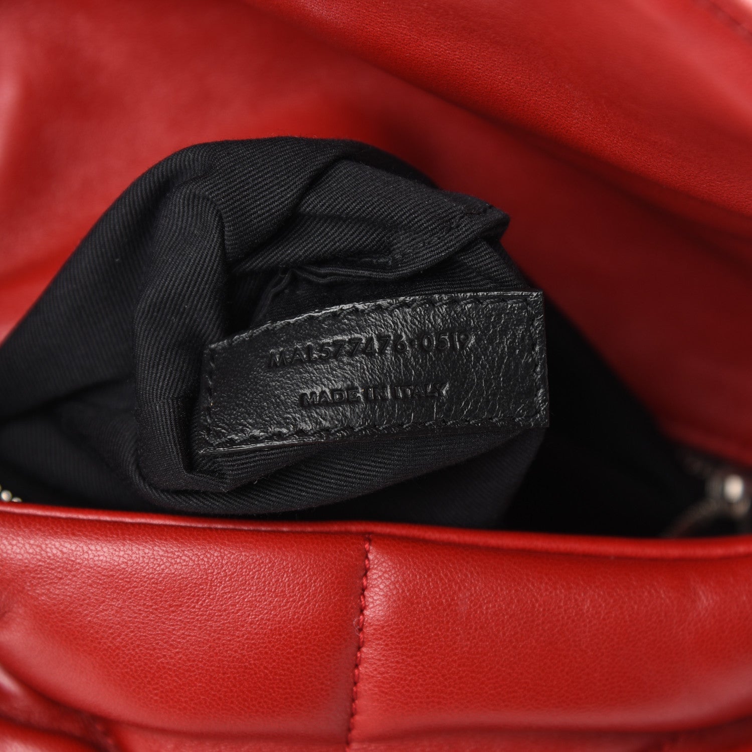 Saint Laurent Lambskin Quilted Small Loulou Puffer Monogram Chain Satchel Red 6 of 8