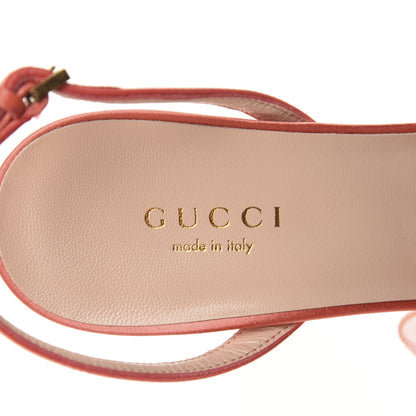 Gucci Tulle Ruffle Mid Heel Slingback Sandals 36 Peach White 8 of 10