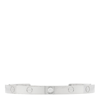 Cartier 18K White Gold 1 Diamond LOVE Cuff Bracelet 18 1 of 3