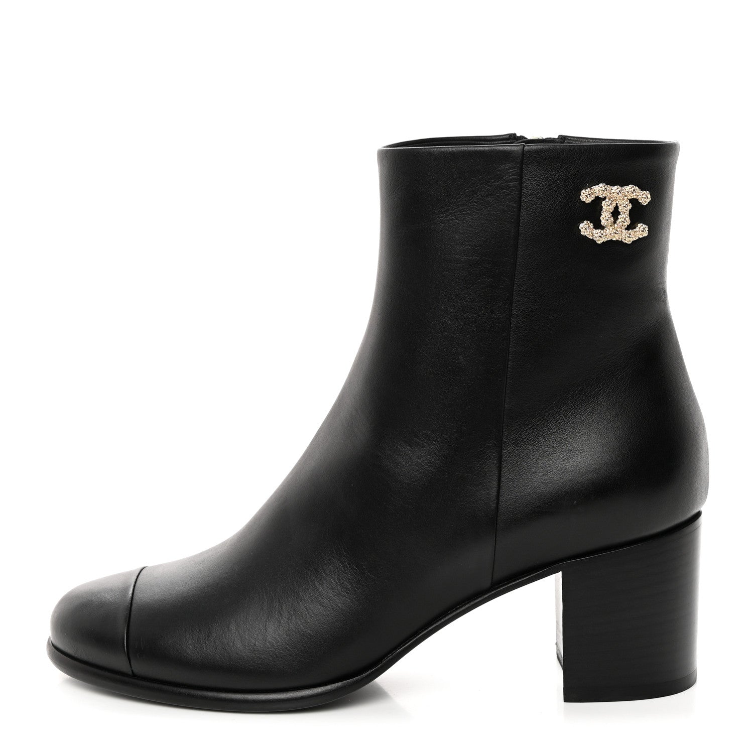 Chanel Calfskin CC Ankle Boots 37 Black 1 of 9