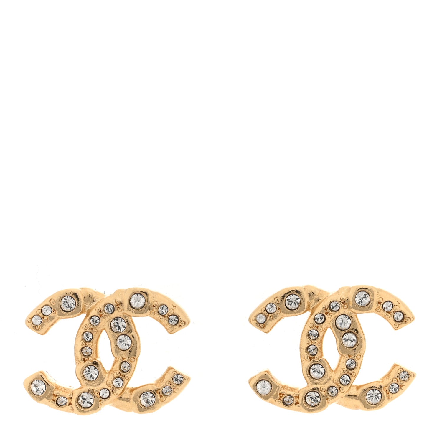 Chanel Crystal CC Earrings Gold 1 of 5