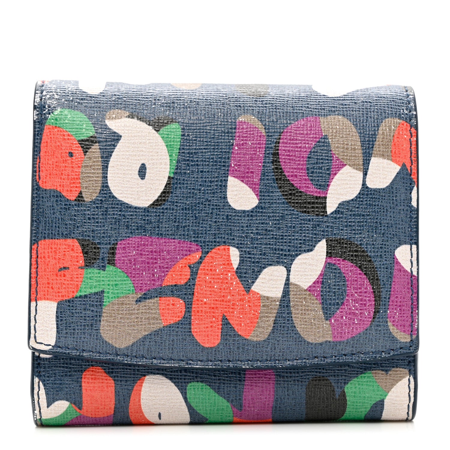 Fendi Vitello Elite Fendi Roma Compact Wallet Cobalt Multicolor 1 of 9