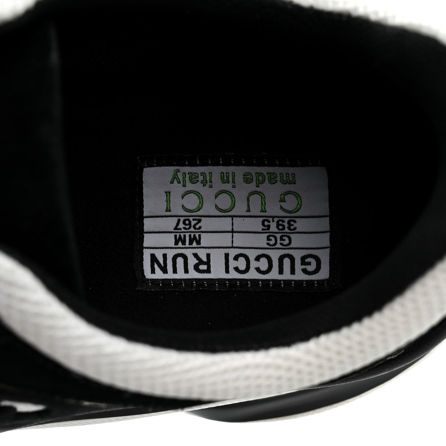 Technical Knit Fabric Suede Calfskin Womens Gucci Run Sneakers 39.5 Black White
