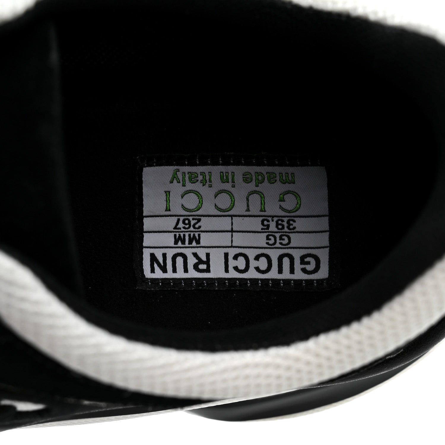 Gucci Technical Knit Fabric Suede Calfskin Womens Gucci Run Sneakers 39.5 Black White 8 of 8