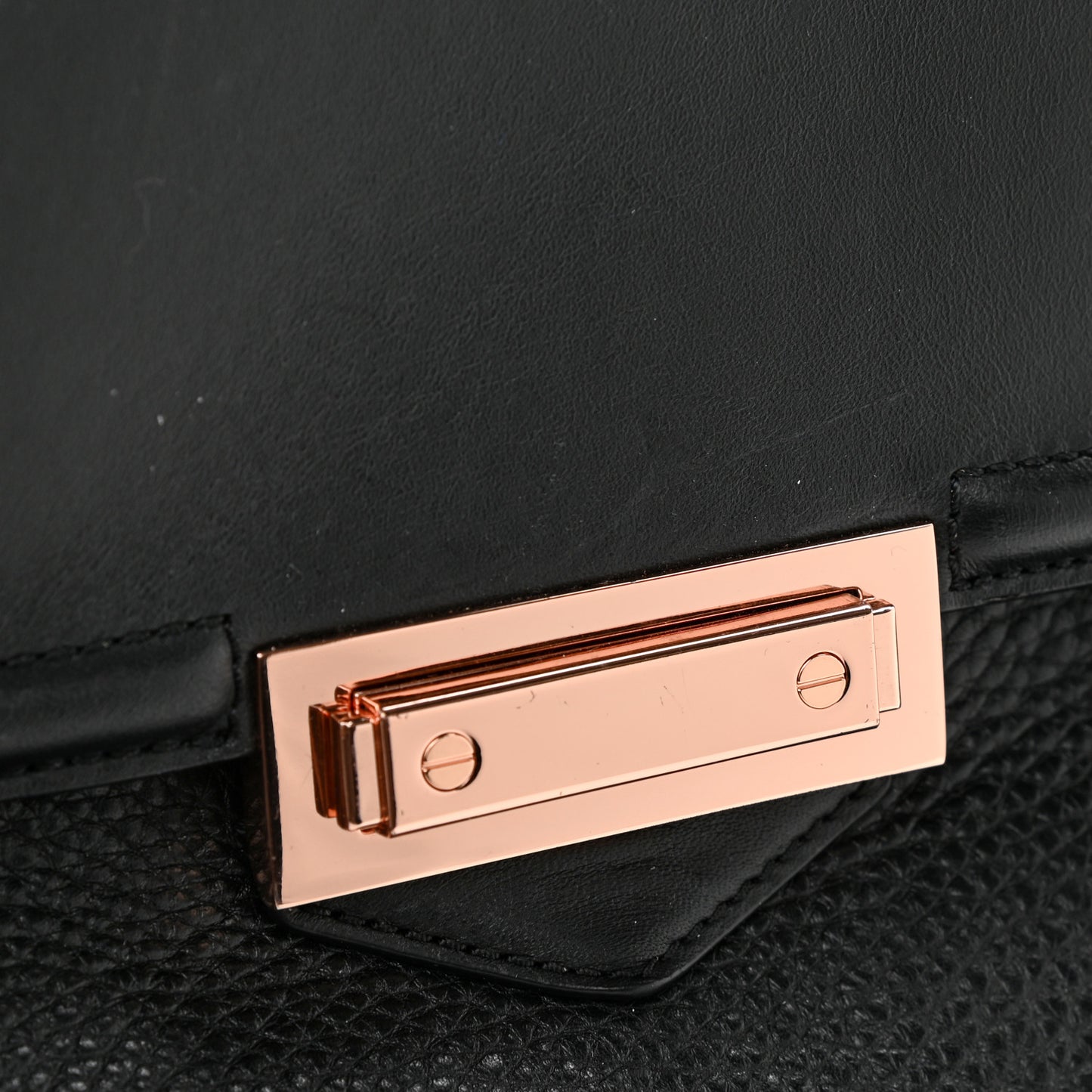 Calfskin Large Marion Black Rose Gold Hardware