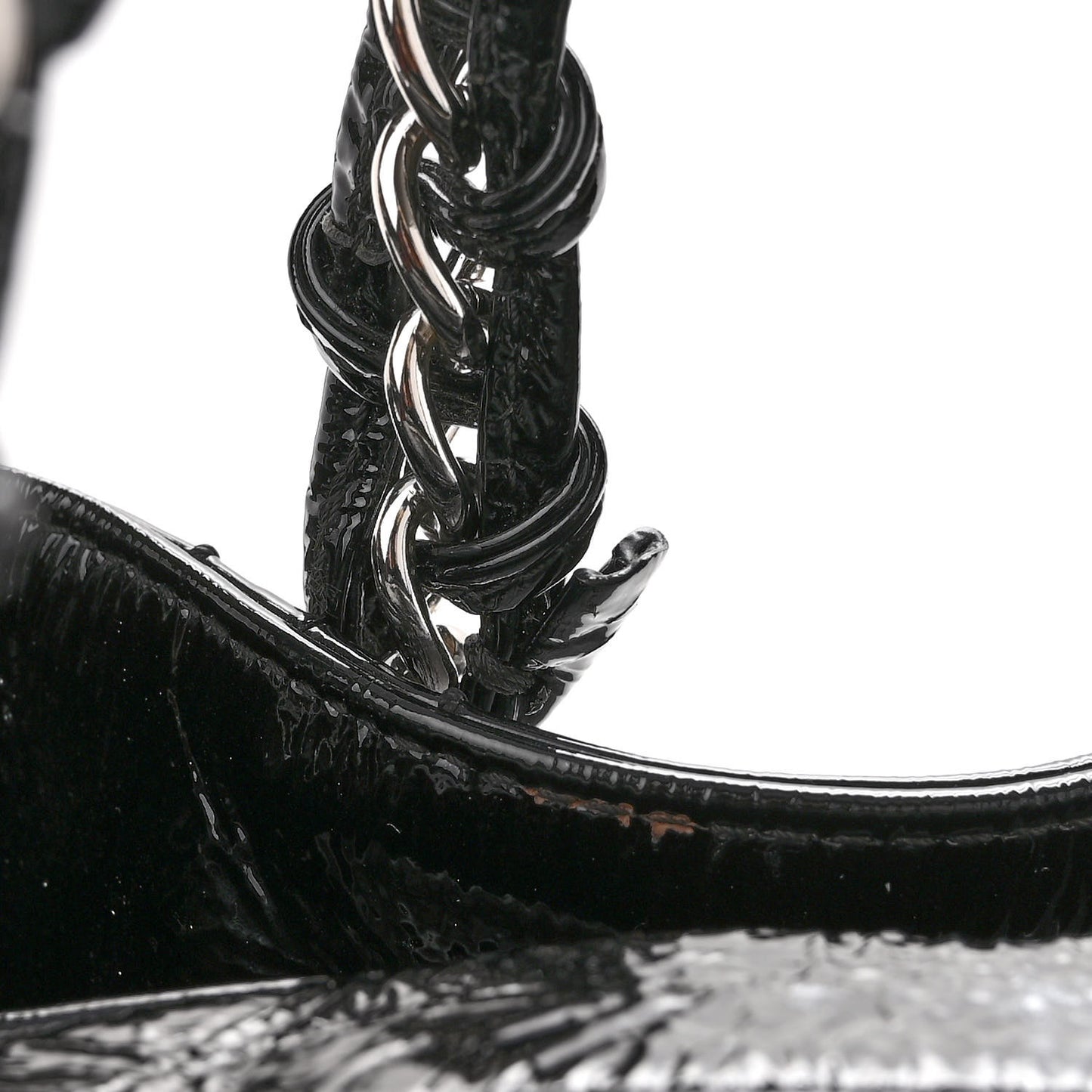 Patent Calfskin Large Luxe Ligne Tote Black