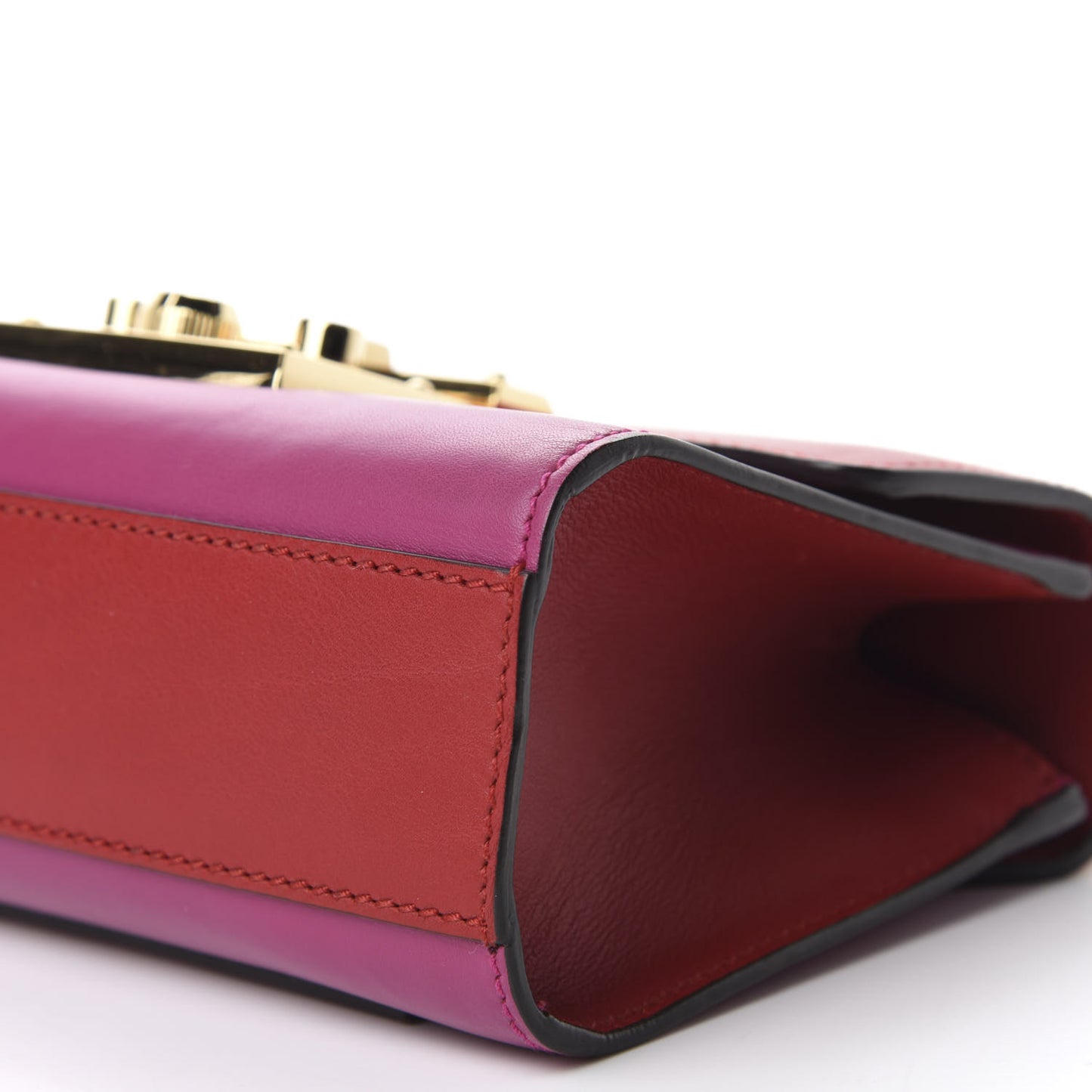 Calfskin Small Padlock Shoulder Bag New Rosette Hibiscus Red