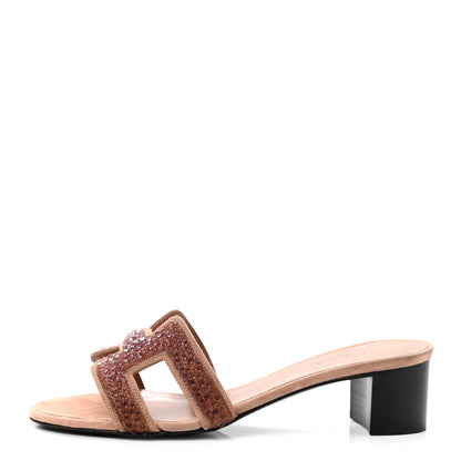 Hermes Suede Goatskin Crystal Oasis Sandals 36.5 Rose Nude 1 of 10