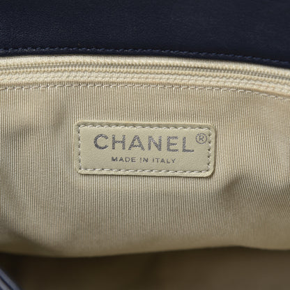 Chanel Washed Lambskin Quilted Chain Around Maxi Flap Dark Navy Blue 6 of 9