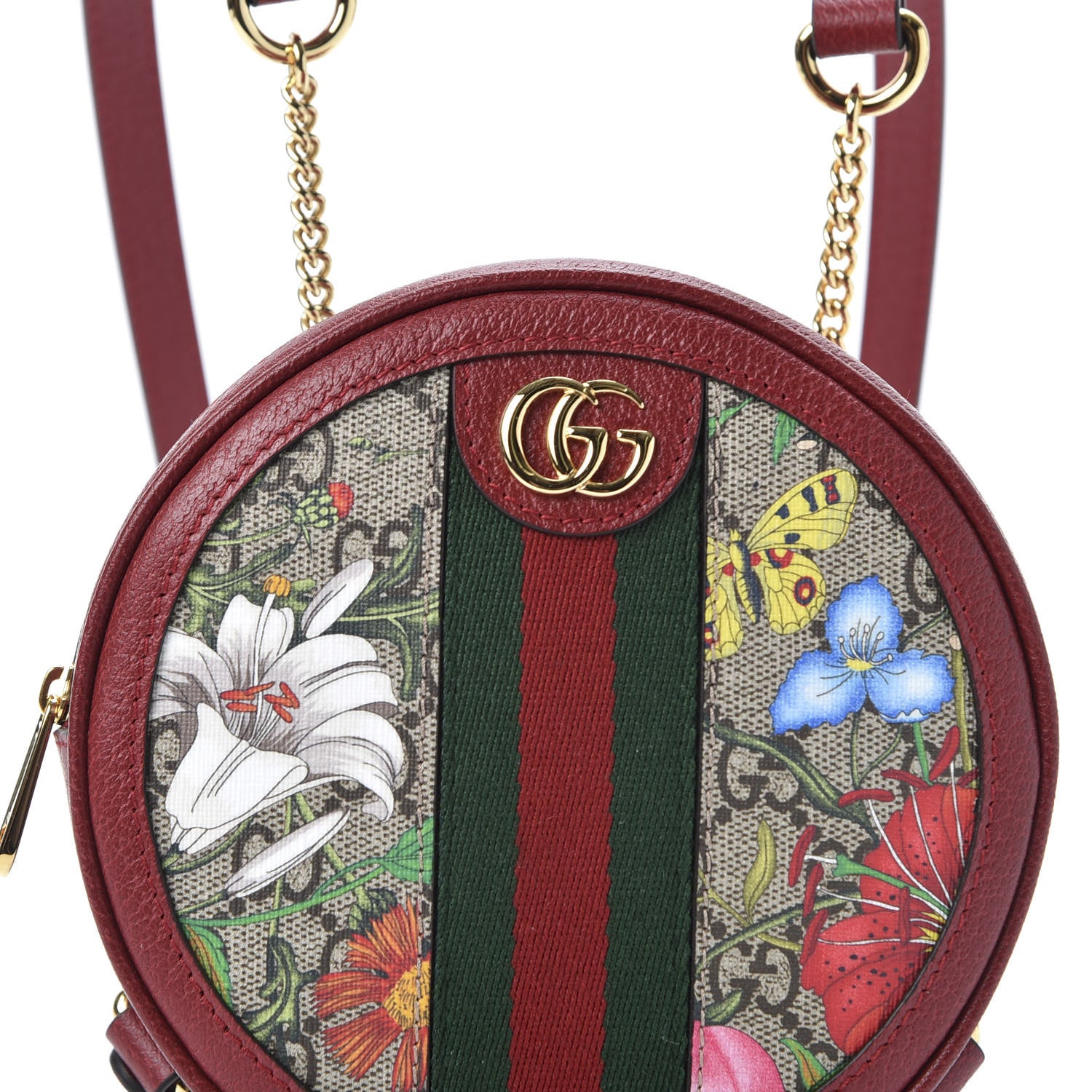 Gucci GG Supreme Monogram Web Flora Mini Ophidia Round Backpack Red 9 of 10