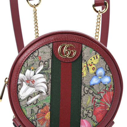 Gucci GG Supreme Monogram Web Flora Mini Ophidia Round Backpack Red 9 of 10