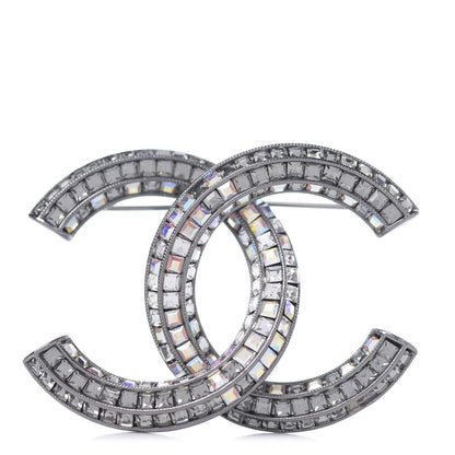 Chanel Baguette Crystal CC Brooch Silver 1 of 3