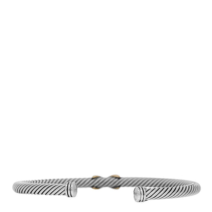 David Yurman Sterling Silver 18K Yellow Gold 4mm X Station Cable Bracelet 2 of 3