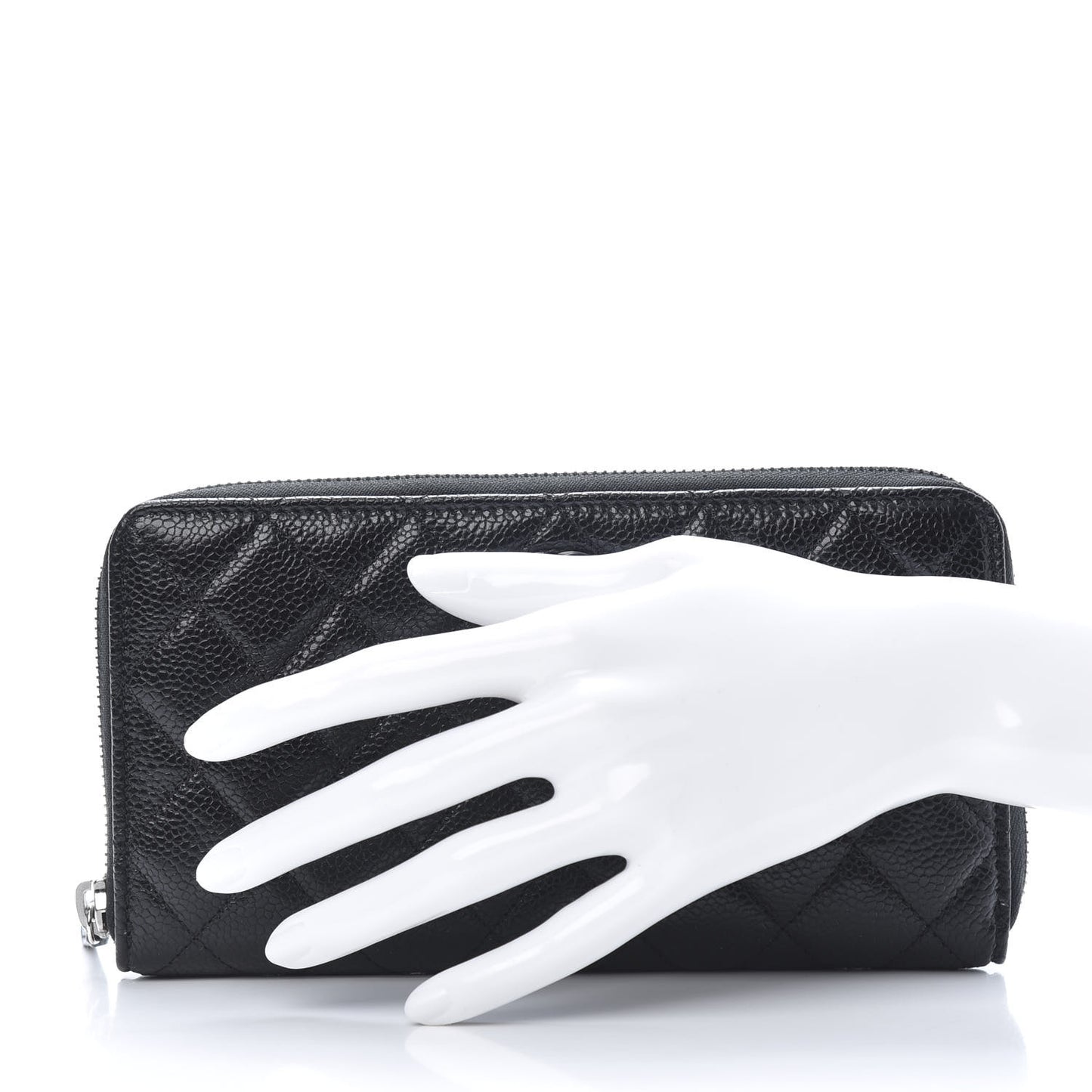 Caviar Quilted Incognito Large Gusset Zip Around Wallet Black