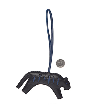 Hermes Milo Lambskin Rooroo Bag Charm Black Bleu de Malte 2 of 4
