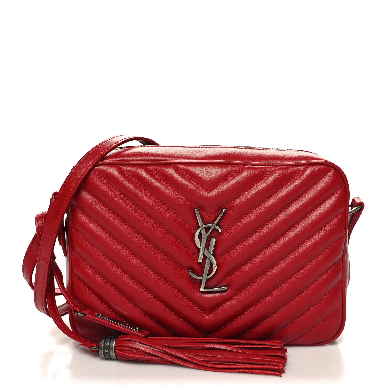 Saint Laurent Calfskin Matelasse Monogram Lou Camera Bag Red 1 of 10
