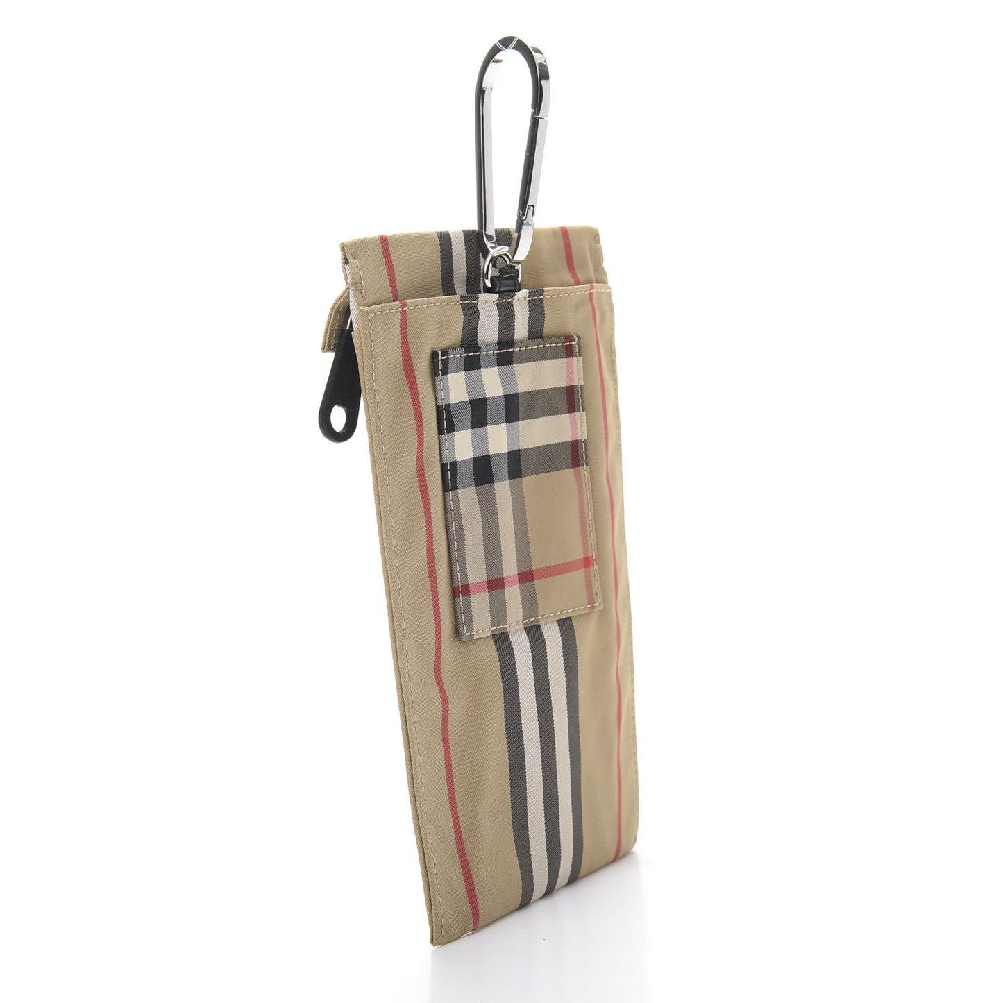 Nylon Vintage Check Print Logo Wristlet Pouch Archive Beige