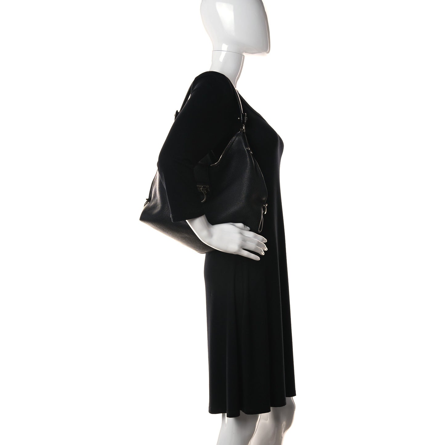 Calfskin Fanisa Gancini Hobo Black