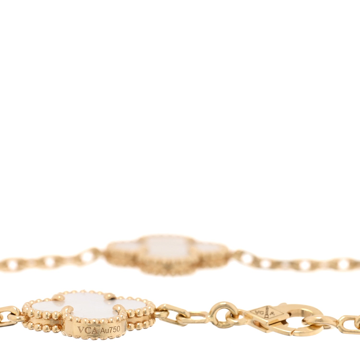 Van Cleef & Arpels 18K Yellow Gold Mother of Pearl 5 Motifs Vintage Alhambra Bracelet 3 of 4