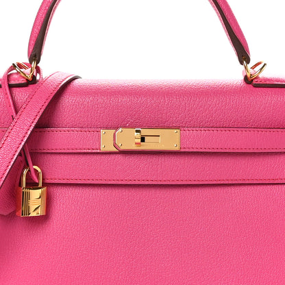 Hermes Chevre Mysore Kelly Retourne 32 Rose Shocking 8 of 11